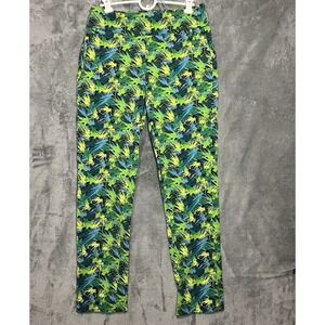 Soft Surroundings Superla Slim Leg SZ Small Blue Green Floral Leggings Pants